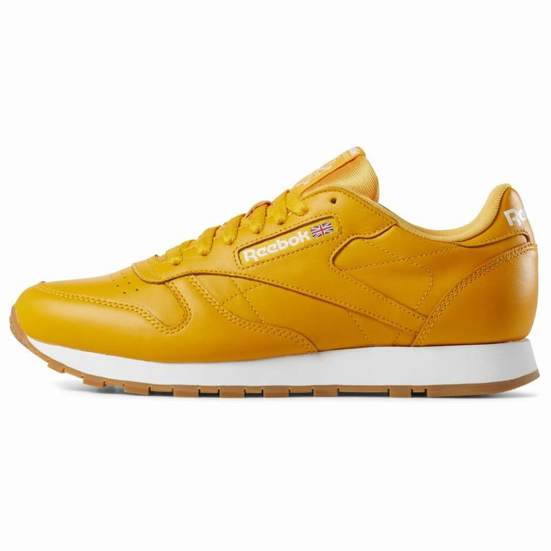Reebok Classic Leather Shoes Mens Yellow/White India YK1789QP